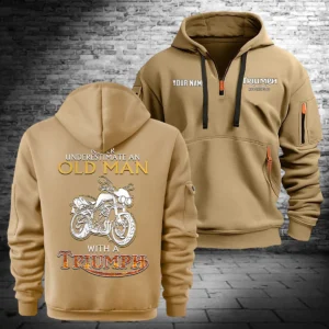 Triumph Motorcycles Exclusive Logo Hoodie Half Zipper QTTRI140425A7 - Khaki