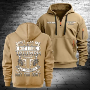 Triumph Motorcycles Exclusive Logo Hoodie Half Zipper QTTRI140425A8 - Khaki