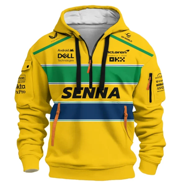 Ayrton Senna McLaren Formula One Exclusive Hoodie Half Zipper BLF1190525A2HDF - Image 2