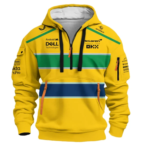 Forever Ayrton Senna McLaren F1 Exclusive Hoodie Half Zipper BLF13625A2HDF - Image 2