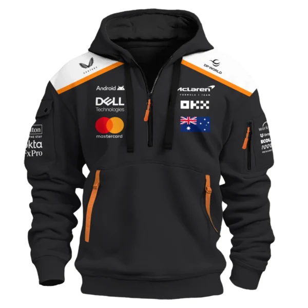 Oscar Piastri OP81 McLaren F1 Exclusive Hoodie Half Zipper BLF19625A4HDF - Image 2