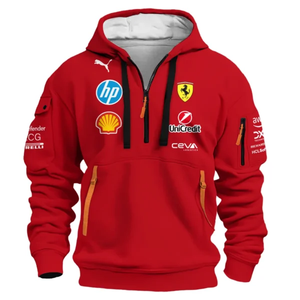 2025 Scuderia Ferrari F1 Special Edition Hoodie Half Zipper BLFRR4625A3HDF - Image 2