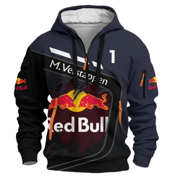 Max Verstappen Red Bull Racing F1 Exclusive Hoodie Half Zipper BLRBR20525A3HDF - Image 2