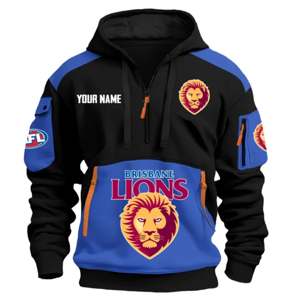 Brisbane Lions Australian Football League Exclusive Logo Hoodie Half Zipper HOAFL190525A01BL - Blue