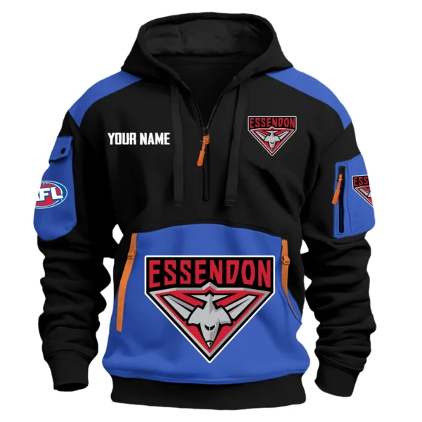 Essendon Bombers Australian Football League Exclusive Logo Hoodie Half Zipper HOAFL190525A01ESS - Blue