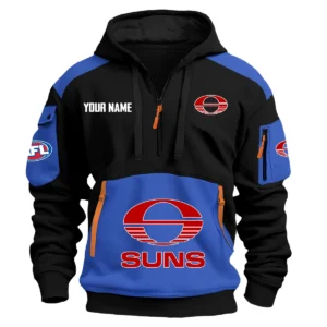 Gold Coast SUNS Australian Football League Exclusive Logo Hoodie Half Zipper HOAFL190525A01GCFC - Blue