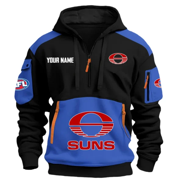 Gold Coast SUNS Australian Football League Exclusive Logo Hoodie Half Zipper HOAFL190525A01GCFC - Blue