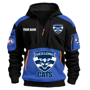 Geelong Cats Australian Football League Exclusive Logo Hoodie Half Zipper HOAFL190525A01GEEL - Blue