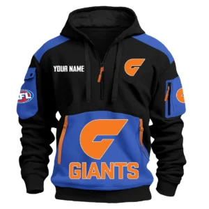 GWS Giants Australian Football League Exclusive Logo Hoodie Half Zipper HOAFL190525A01GWS - Blue