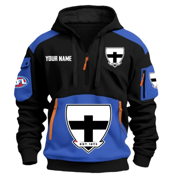St Kilda Saints Australian Football League Exclusive Logo Hoodie Half Zipper HOAFL190525A01STK - Blue