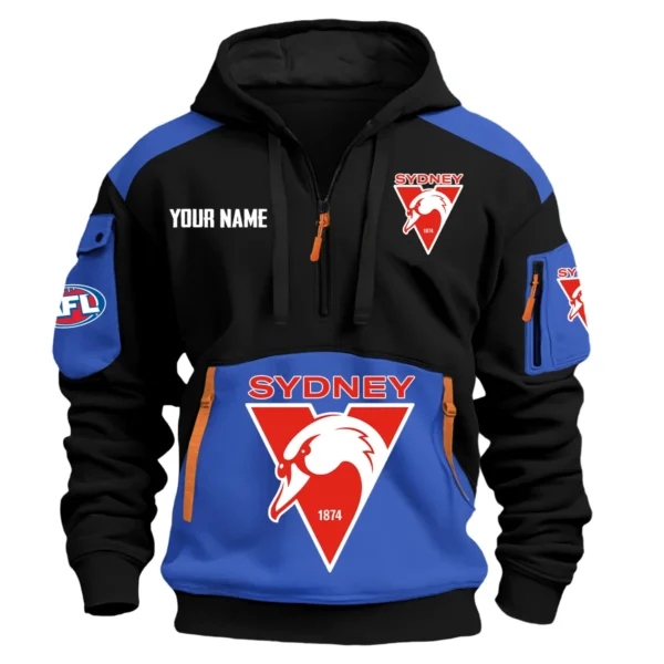 Sydney Swans Australian Football League Exclusive Logo Hoodie Half Zipper HOAFL190525A01SYD - Blue