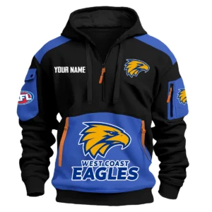 West Coast Eagles Australian Football League Exclusive Logo Hoodie Half Zipper HOAFL190525A01WCE - Blue