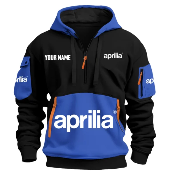 Aprilia Exclusive Logo Hoodie Half Zipper HOMOT090625A01AMHDF - Blue