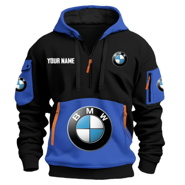 BMW Motorrad Exclusive Logo Hoodie Half Zipper HOMOT090625A01BMWHDF - Blue