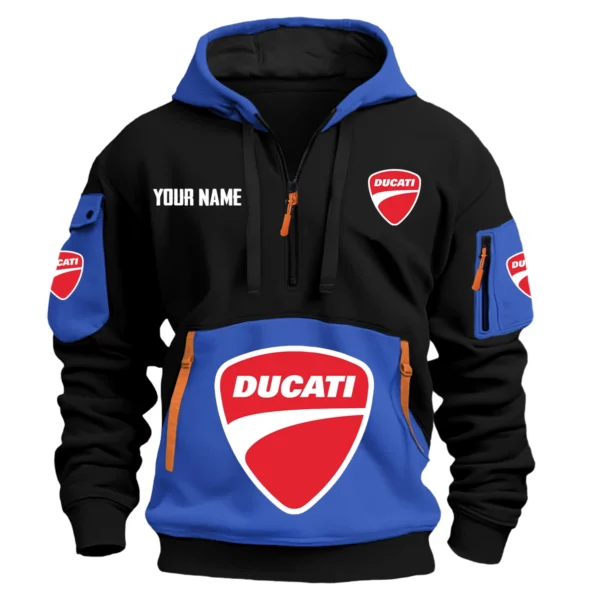 Ducati Exclusive Logo Hoodie Half Zipper HOMOT090625A01DUCHDF - Blue