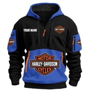 Harley-Davidson Exclusive Logo Hoodie Half Zipper HOMOT090625A01HDHDF - Blue