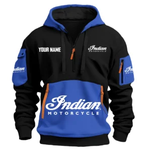 Indian Motorcycle Exclusive Logo Hoodie Half Zipper HOMOT090625A01INDHDF - Blue