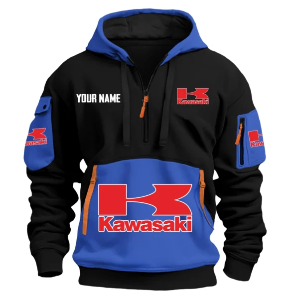 Kawasaki Exclusive Logo Hoodie Half Zipper HOMOT090625A01KAWHDF - Blue
