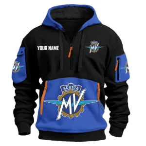 MV Agusta Exclusive Logo Hoodie Half Zipper HOMOT090625A01MVAHDF - Blue