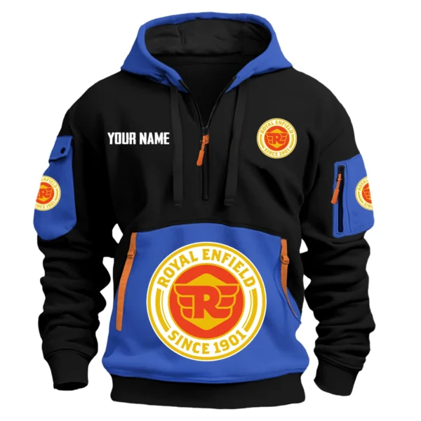 Royal Enfield Exclusive Logo Hoodie Half Zipper HOMOT090625A01ROYHDF - Blue