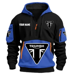 Triumph Exclusive Logo Hoodie Half Zipper HOMOT090625A01TRIHDF - Blue