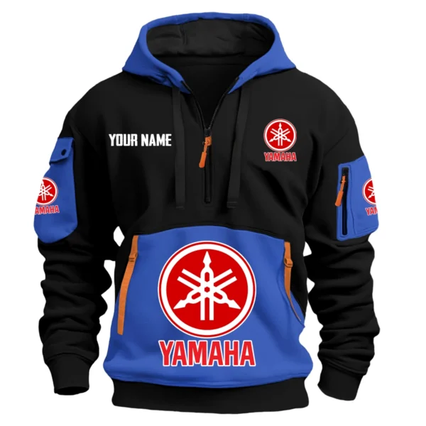 Yamaha Exclusive Logo Hoodie Half Zipper HOMOT090625A01YAMHDF - Blue