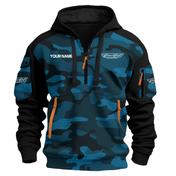 CruiseCraft Exclusive Logo Hoodie Half Zipper Fishing QTFS200525A3CCB - Blue