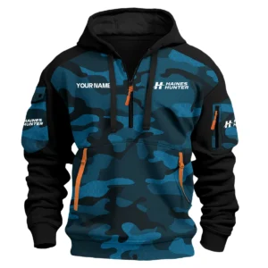 Haines Hunter Exclusive Logo Hoodie Half Zipper Fishing QTFS200525A3HHT - Blue