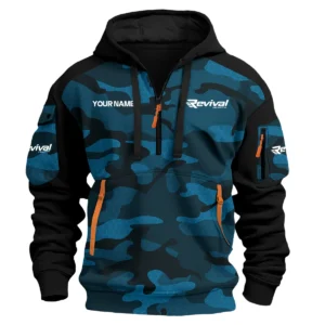 Revival Boats Exclusive Logo Hoodie Half Zipper Fishing QTFS200525A3RVB - Blue