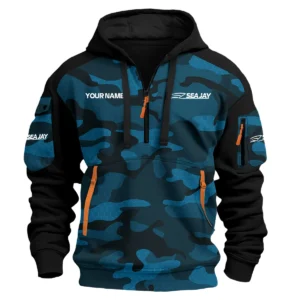 Sea Jay Exclusive Logo Hoodie Half Zipper Fishing QTFS200525A3SJB - Blue