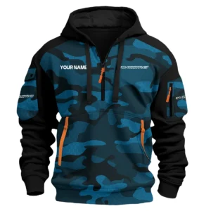 whittley boats Exclusive Logo Hoodie Half Zipper Fishing QTFS200525A3WHB - Blue
