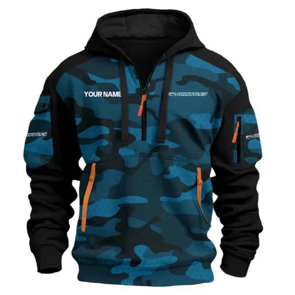 whittley boats Exclusive Logo Hoodie Half Zipper Fishing QTFS200525A3WHB - Blue