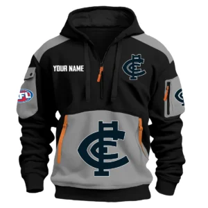 Carlton Blues Australian Football League Exclusive Logo Hoodie Half Zipper HOAFL190525A01CARL - Gray