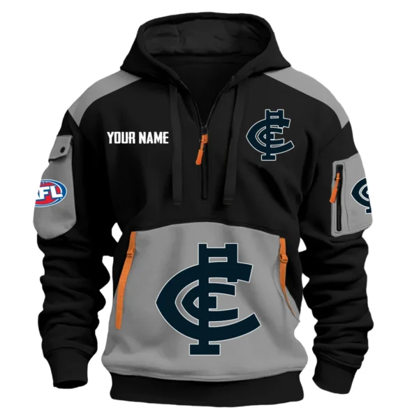 Carlton Blues Australian Football League Exclusive Logo Hoodie Half Zipper HOAFL190525A01CARL - Gray
