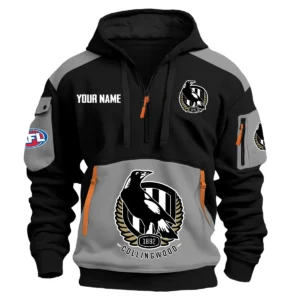 Collingwood Magpies Australian Football League Exclusive Logo Hoodie Half Zipper HOAFL190525A01COLL - Gray