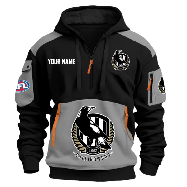 Collingwood Magpies Australian Football League Exclusive Logo Hoodie Half Zipper HOAFL190525A01COLL - Gray