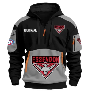 Essendon Bombers Australian Football League Exclusive Logo Hoodie Half Zipper HOAFL190525A01ESS - Gray