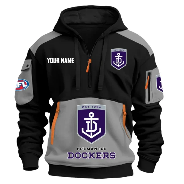 Fremantle Dockers Australian Football League Exclusive Logo Hoodie Half Zipper HOAFL190525A01FRE - Gray