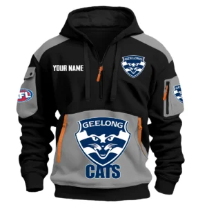 Geelong Cats Australian Football League Exclusive Logo Hoodie Half Zipper HOAFL190525A01GEEL - Gray