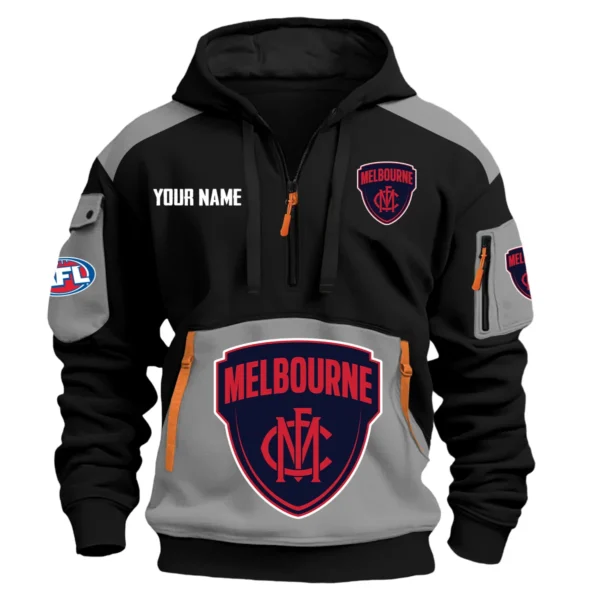 Melbourne Demons Australian Football League Exclusive Logo Hoodie Half Zipper HOAFL190525A01MELB - Gray
