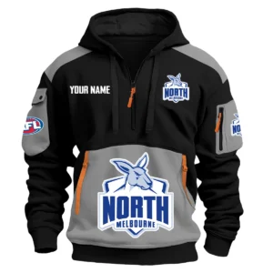 North Melbourne Kangaroos Australian Football League Exclusive Logo Hoodie Half Zipper HOAFL190525A01NMFC - Gray