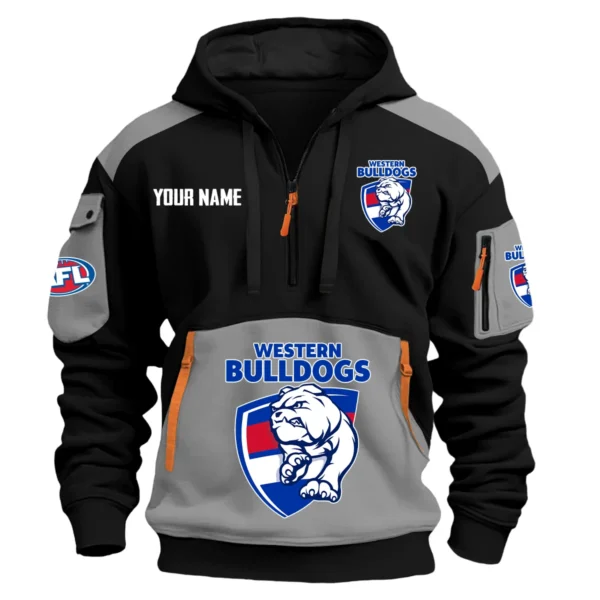Western Bulldogs Australian Football League Exclusive Logo Hoodie Half Zipper HOAFL190525A01WB - Gray
