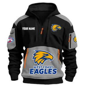 West Coast Eagles Australian Football League Exclusive Logo Hoodie Half Zipper HOAFL190525A01WCE - Gray