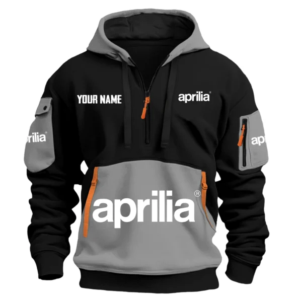 Aprilia Exclusive Logo Hoodie Half Zipper HOMOT090625A01AMHDF - Gray
