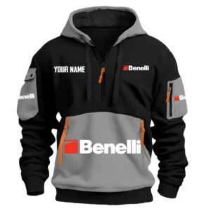 Benelli Exclusive Logo Hoodie Half Zipper HOMOT090625A01BENHDF - Gray