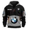BMW Motorrad Exclusive Logo Hoodie Half Zipper HOMOT090625A01BMWHDF - Gray