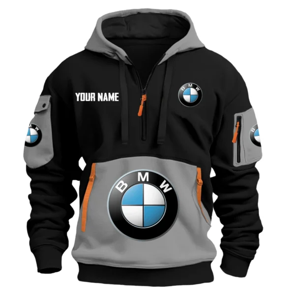 BMW Motorrad Exclusive Logo Hoodie Half Zipper HOMOT090625A01BMWHDF - Gray