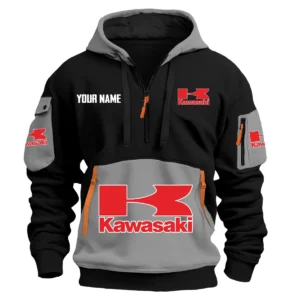Kawasaki Exclusive Logo Hoodie Half Zipper HOMOT090625A01KAWHDF - Gray