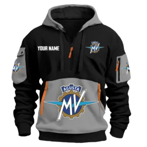MV Agusta Exclusive Logo Hoodie Half Zipper HOMOT090625A01MVAHDF - Gray