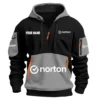 Norton Exclusive Logo Hoodie Half Zipper HOMOT090625A01NORHDF - Gray